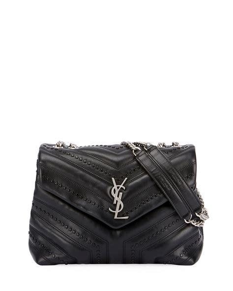 loulou monogram ysl small flap black studded chain shoulder bag|LOULOU SMALL IN QUILTED LEATHER .